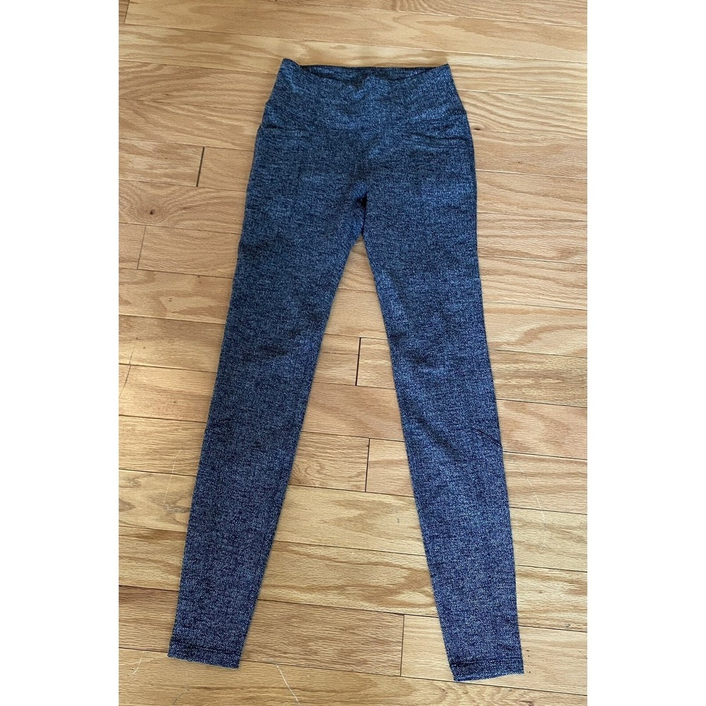 Athleta Metro Leggings Herringbone High Waisted Pockets Black Gray Women's XS